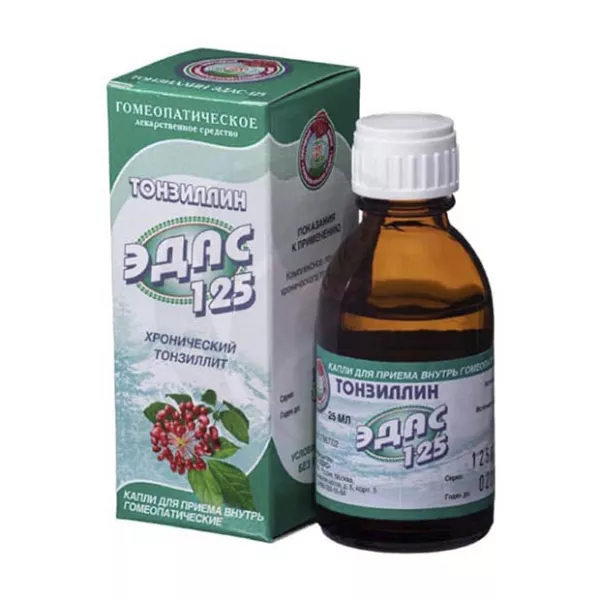 Изображение товара Тонзиллин Эдас-125 капли для приема внутрь 25 мл Гомеопатика Россия
