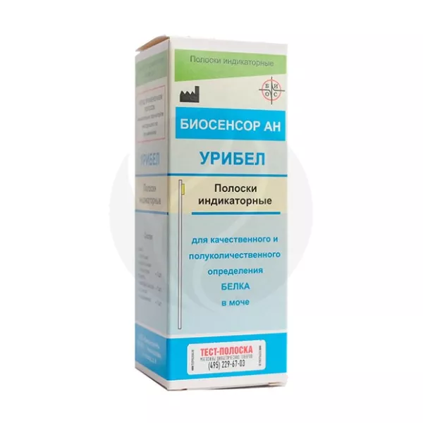 Изображение товара УРИБЕЛ тест-полоски индикаторные для определения белка в моче, №50