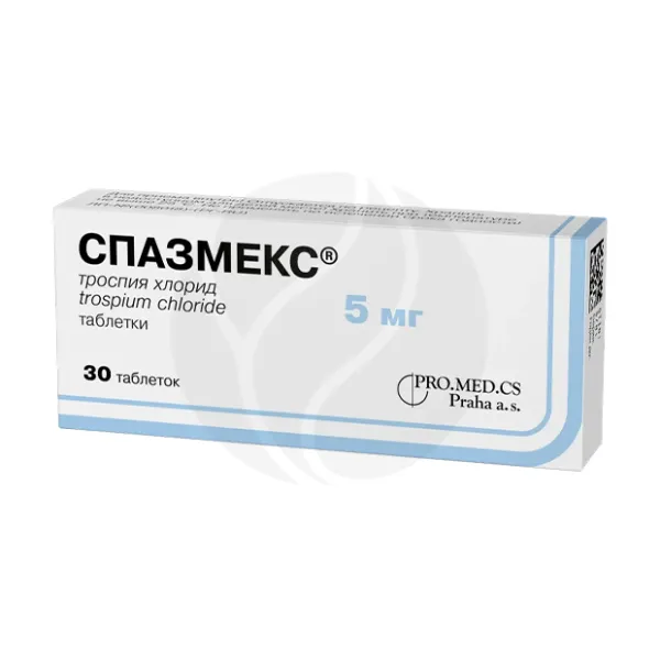 Изображение товара Спазмекс таблетки покрытые оболочкой 5 мг 30 шт для лечения гиперактивности мочевого пузыря