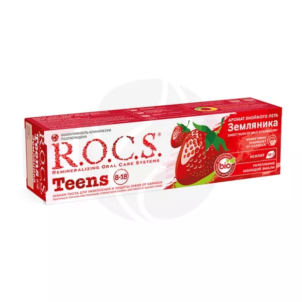 Изображение товара R.O.C.S. Teens зубная паста со вкусом земляники 74г для подростков укрепление эмали