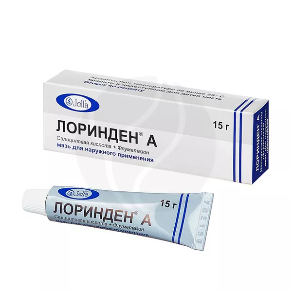 Изображение товара Мазь Лоринден А Ельфа - противовоспалительное средство с салициловой кислотой и флуметазоном Изображение товара Мазь Лоринден А Ельфа - противовоспалительное средство с салициловой кислотой и флуметазоном