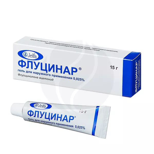 Изображение товара Гель Флуцинар Флуоцинолона ацетонид 0,025% 15 г Изображение товара Гель Флуцинар Флуоцинолона ацетонид 0,025% 15 г