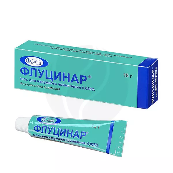 Изображение товара Мазь Флуцинар 0,025% Ельфа для наружного применения, 15г Изображение товара Мазь Флуцинар 0,025% Ельфа для наружного применения, 15г