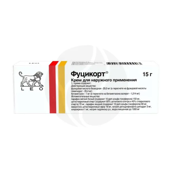 Изображение товара Фуцикорт крем для наружного применения 15г с бетаметазоном и фузидовой кислотой