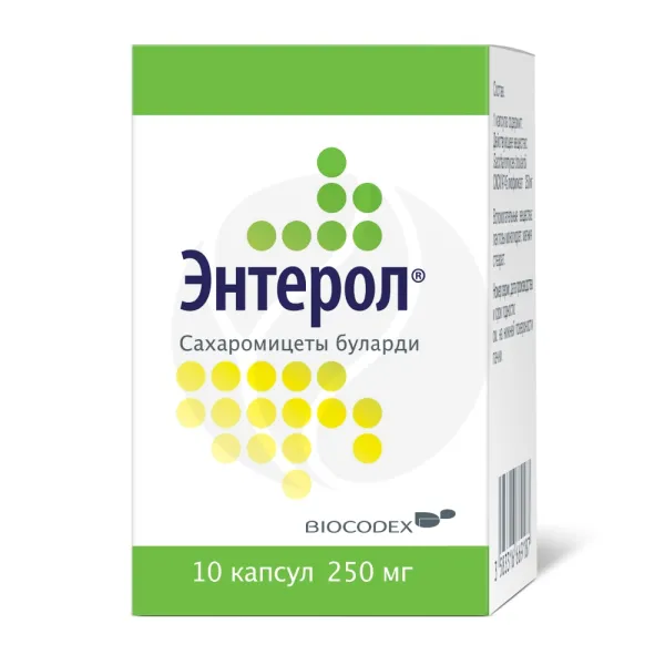 Изображение товара Капсулы Энтерол Биокодекс 250 мг для лечения диареи и восстановления кишечной микрофлоры Изображение товара Капсулы Энтерол Биокодекс 250 мг для лечения диареи и восстановления кишечной микрофлоры