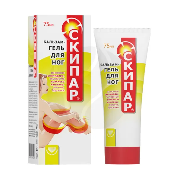 Изображение товара Скипар гель-бальзам для ног на основе скипидара, экстрактов конского каштана, полыни, брусники, 75мл