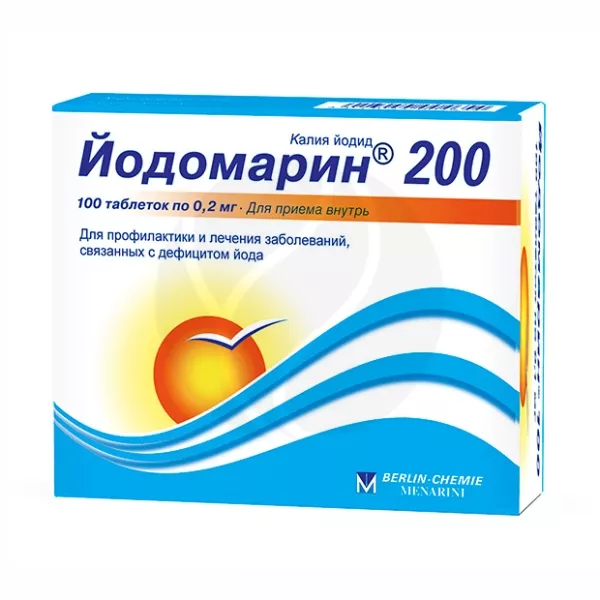 Изображение товара Лекарственный препарат Йодомарин 200 Менарини 0,2 мг Изображение товара Лекарственный препарат Йодомарин 200 Менарини 0,2 мг