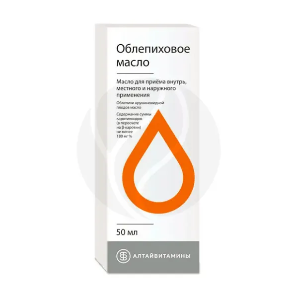 Изображение товара Облепиховое масло для приема внутрь, местного и наружного применения, 50мл Изображение товара Облепиховое масло для приема внутрь, местного и наружного применения, 50мл