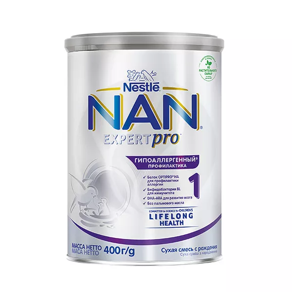 Изображение товара Nestle NAN 1 гипоаллергенная сухая смесь (0+), 400г Изображение товара Nestle NAN 1 гипоаллергенная сухая смесь (0+), 400г