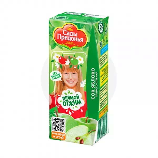 Сады Придонья сок яблочный прямого отжима (4+мес), 200мл