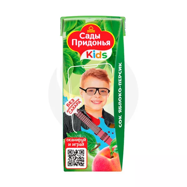 Изображение товара Сады Придонья сок яблоко-персик с мякотью (5+мес.), 200мл