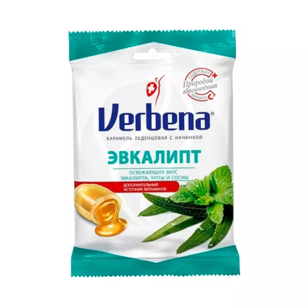 Изображение товара Verbena леденцы с начинкой эвкалипт, 60г Изображение товара Verbena леденцы с начинкой эвкалипт, 60г