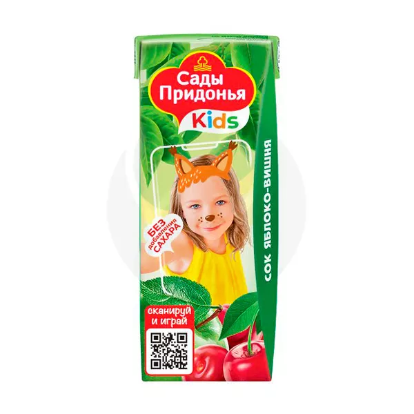 Изображение товара Сок Яблоко-вишня для детей 200мл Сады Придонья 5+ мес натуральный