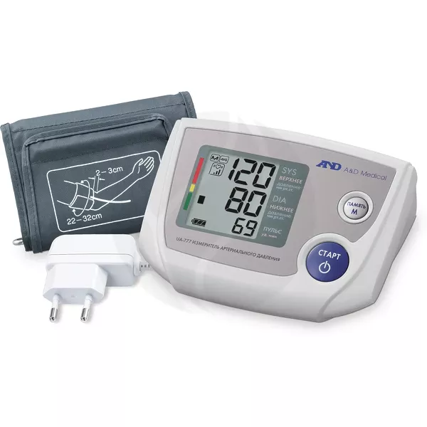 Изображение товара Цифровой автоматический тонометр AnD UA-777 с адаптером и манжетой 22-32 см Изображение товара Цифровой автоматический тонометр AnD UA-777 с адаптером и манжетой 22-32 см