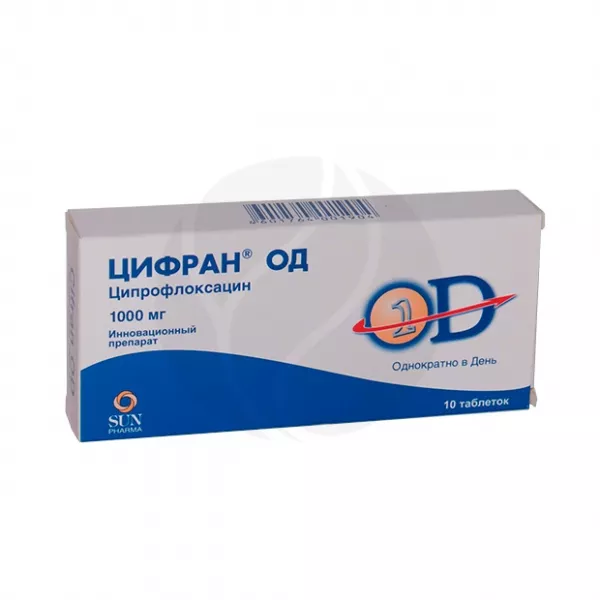 Цифран ОД таблетки пролонг.действ.покрыт.об. 1000мг, №10