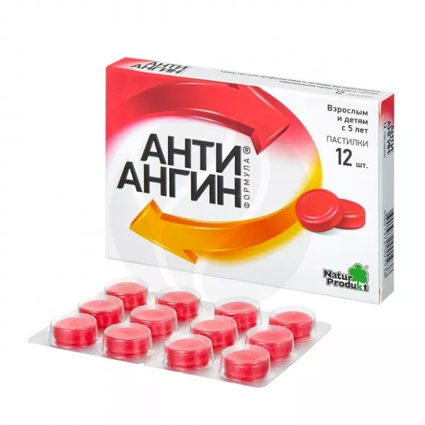 Анти-ангин формула пастилки, №12, Натур Продукт