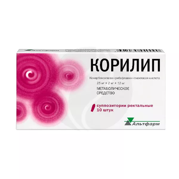 Изображение товара Корилип суппозитории рект. 25мг+2мг+12мг, №10 Изображение товара Корилип суппозитории рект. 25мг+2мг+12мг, №10