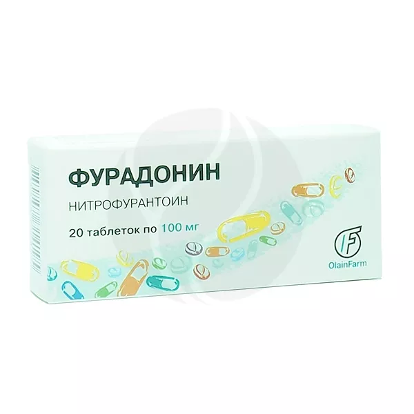 Фурадонин таблетки 100мг, №20, Олайнфарм