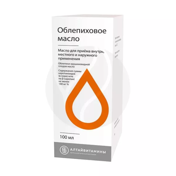 Изображение товара Облепиховое масло д/приема внутрь 180%, 100мл - полезные свойства