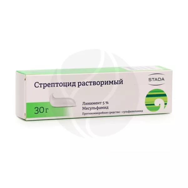 Изображение товара Стрептоцид растворимый линимент 5%, 30г Изображение товара Стрептоцид растворимый линимент 5%, 30г