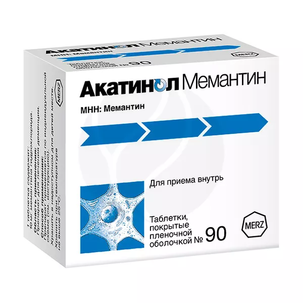 Изображение товара Акатинол Мемантин 10мг таблетки покрытые пленочной оболочкой, 90 шт Изображение товара Акатинол Мемантин 10мг таблетки покрытые пленочной оболочкой, 90 шт