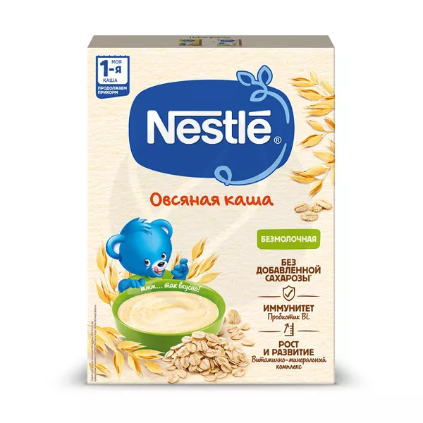 Изображение товара Nestle Безмолочная овсяная каша (5+мес), 200г Изображение товара Nestle Безмолочная овсяная каша (5+мес), 200г