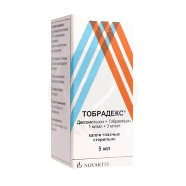 Изображение товара Тобрадекс капли глазные 1мг/мл+3мг/мл, 5мл Изображение товара Тобрадекс капли глазные 1мг/мл+3мг/мл, 5мл