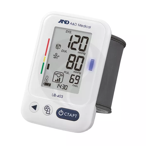 Изображение товара Автоматический тонометр на запястье AnD UB-403 с индикатором аритмии и цветной шкалой ВОЗ