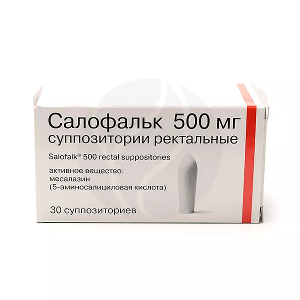 Изображение товара Салофальк суппозитории рект. 500мг, №30 Изображение товара Салофальк суппозитории рект. 500мг, №30