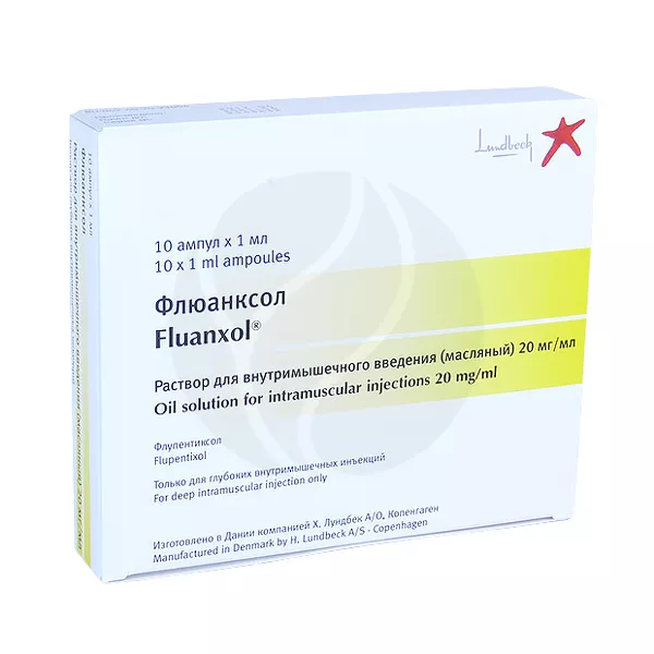 Изображение товара Флюанксол масляный раствор д/в/м введ. 20мг/мл, №10 Изображение товара Флюанксол масляный раствор д/в/м введ. 20мг/мл, №10