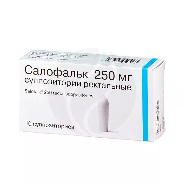 Изображение товара Салофальк суппозитории рект. 250мг, №10 Изображение товара Салофальк суппозитории рект. 250мг, №10