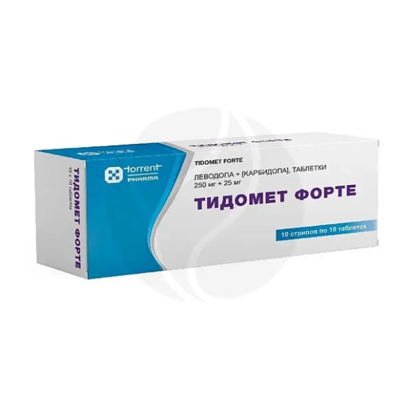 Изображение товара Тидомет форте таблетки 250мг+25мг №100 для лечения паркинсонизма