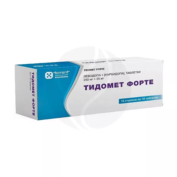 Изображение товара Тидомет форте таблетки 250мг+25мг №100 для лечения паркинсонизма
