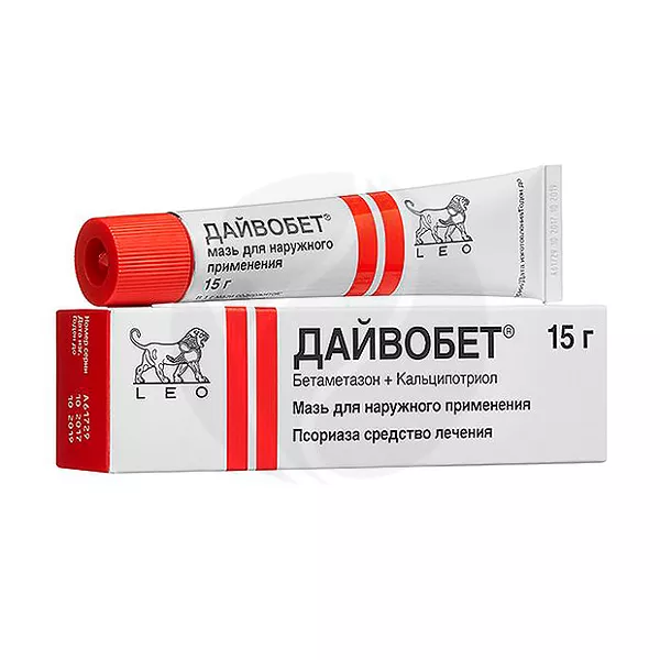 Изображение товара Дайвобет мазь д/наружн. прим. 500мкг/г+50мкг/г, 15г Изображение товара Дайвобет мазь д/наружн. прим. 500мкг/г+50мкг/г, 15г