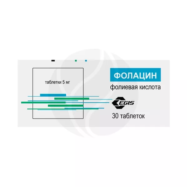 Изображение товара Фолацин таблетки 5мг, №30 Изображение товара Фолацин таблетки 5мг, №30