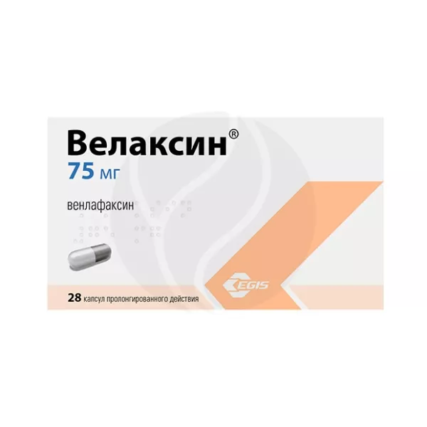 Изображение товара Велаксин капсулы пролонгированные 75 мг, 28 шт для лечения депрессии
