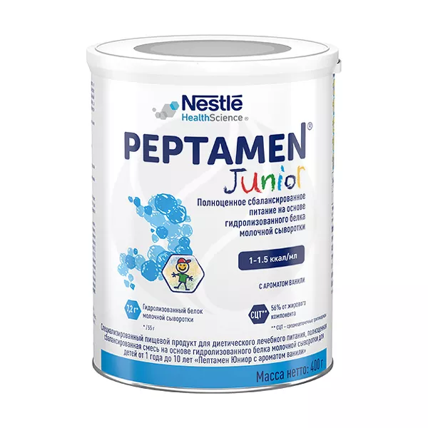 Изображение товара Nestle Peptamen Junior сухая смесь с ароматом ванили для детей 1-10 лет 400г Изображение товара Nestle Peptamen Junior сухая смесь с ароматом ванили для детей 1-10 лет 400г
