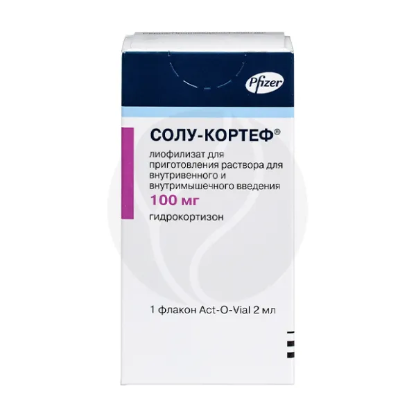 Изображение товара Солу-Кортеф лиофилизат д/пригот. р-ра д/инъекций 100мг, №1 с растворителем Изображение товара Солу-Кортеф лиофилизат д/пригот. р-ра д/инъекций 100мг, №1 с растворителем