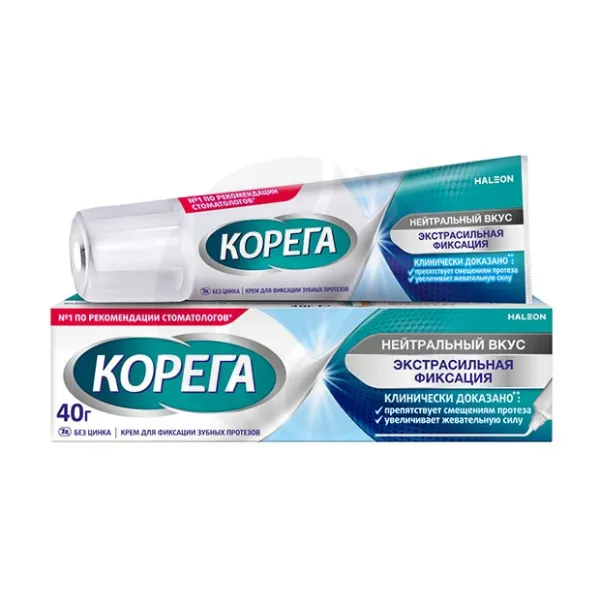 Изображение товара Крем для фиксации зубных протезов Корега нейтральный вкус 40 г надежное закрепление