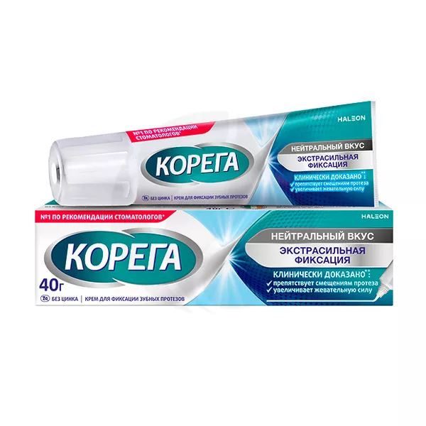 Изображение товара Крем для фиксации зубных протезов Корега Экстрасильная фиксация 40г нейтральный вкус