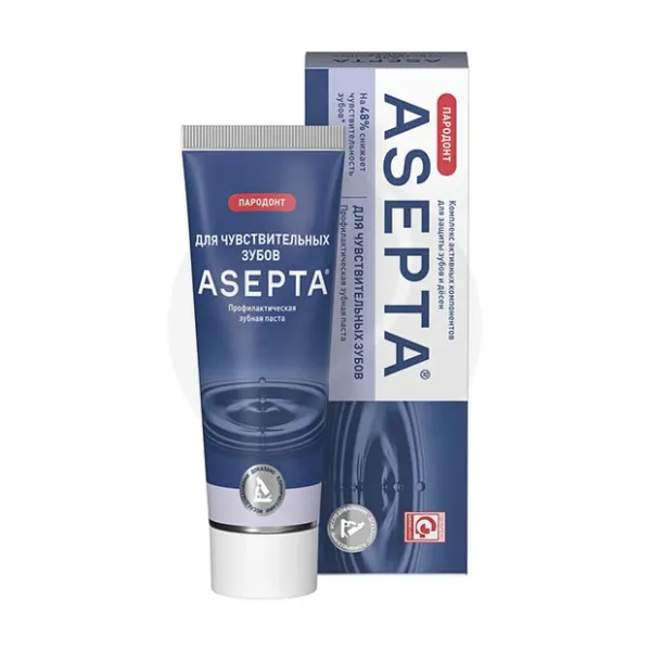 Изображение товара Зубная паста Asepta Sensitive Профилактическая для чувствительных зубов и десен 75 мл Изображение товара Зубная паста Asepta Sensitive Профилактическая для чувствительных зубов и десен 75 мл