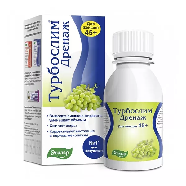 Изображение товара Эвалар Турбослим Дренаж для женщин 45+ концентрат, 100мл Изображение товара Эвалар Турбослим Дренаж для женщин 45+ концентрат, 100мл