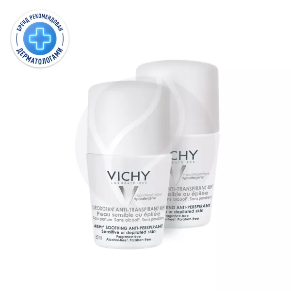Изображение товара Vichy Deodorants Шариковый дезодорант для чувствительной кожи 50мл 2шт Изображение товара Vichy Deodorants Шариковый дезодорант для чувствительной кожи 50мл 2шт