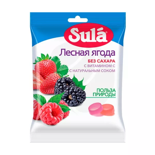 Изображение товара Леденцы Sula Лесная ягода без сахара для диабетиков 60г Изображение товара Леденцы Sula Лесная ягода без сахара для диабетиков 60г