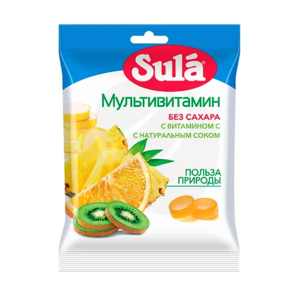 Sula леденцы без сахара Мультивитамин, 60г