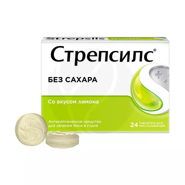 Изображение товара Стрепсилс таблетки для рассасывания лимон без сахара 24 шт Изображение товара Стрепсилс таблетки для рассасывания лимон без сахара 24 шт