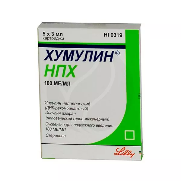 Хумулин НПХ суспензия д/п/к введ. 100ЕД/мл, 3мл №5 картридж