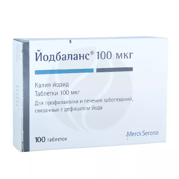 Изображение товара Таблетки Мерк Йодбаланс 100 мкг Изображение товара Таблетки Мерк Йодбаланс 100 мкг