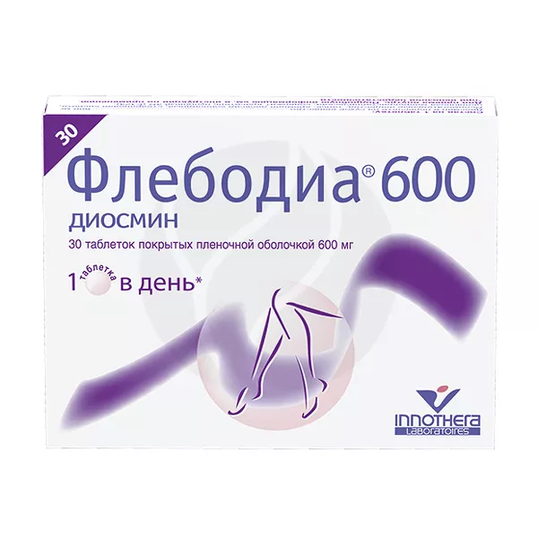 Изображение товара Флебодиа 600 таблетки покрытые оболочкой 600мг №30 Изображение товара Флебодиа 600 таблетки покрытые оболочкой 600мг №30