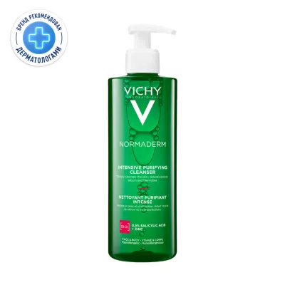 Vichy Normaderm Очищающий гель для проблемной кожи лица и тела от прыщей, черных точек и акне, 400мл
